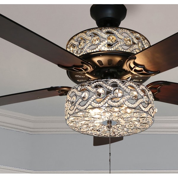Olivia Oil Rubbed Bronze Finish/ Crystal 52-inch LED Ceiling Fan - 52"L